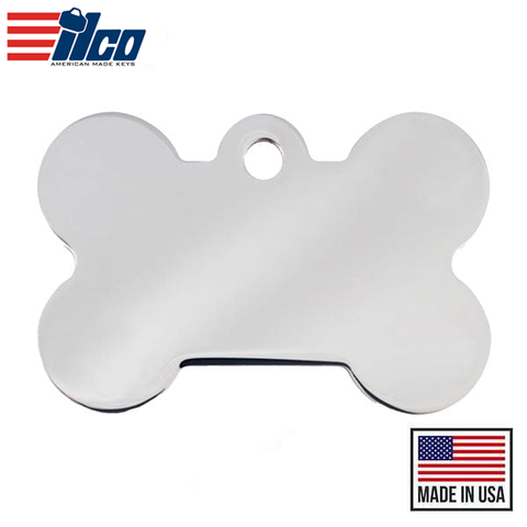 Ilco - Tag-Bone 1L - Large Chrome Plated Bone - Replacement Pet Tags (Bundle of 10)