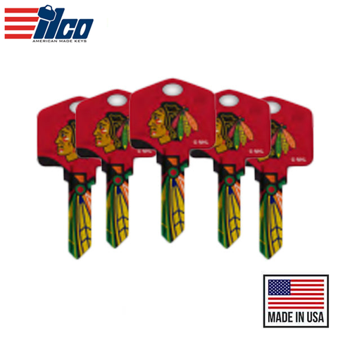 Ilco - NHL TeamKeys - Key Blank - Chicago Blackhawks - KW1 (5 Pack)