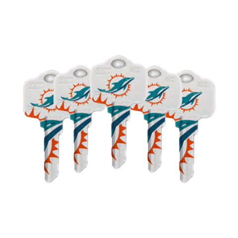 Ilco - NFL TeamKeys - Key Blank - Miami Dolphins - SC1 (5 Pack)
