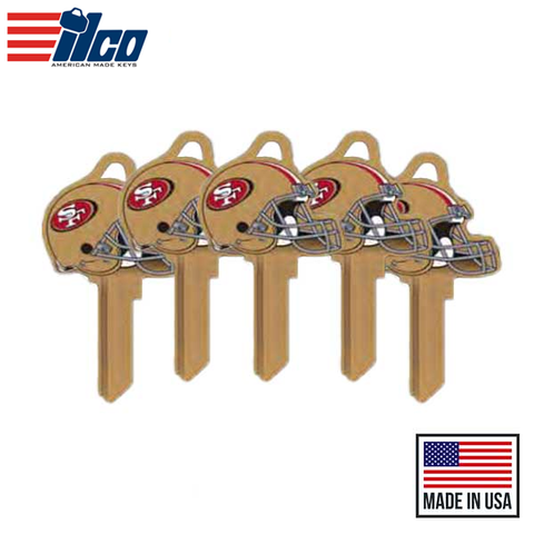 Ilco - NFL TeamKeys - Helmet Edition - Key Blank - San Francisco 49ers - SC1 (5 Pack)