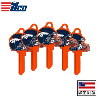 Ilco - NFL TeamKeys - Helmet Edition - Key Blank - Denver Broncos - KW1 (5 Pack)