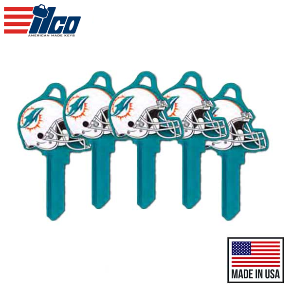 Ilco - NFL TeamKeys - Helmet Edition - Key Blank - Miami Dolphins - KW1 (5 Pack)
