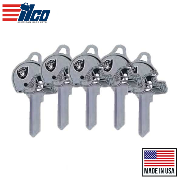 Ilco - NFL TeamKeys - Helmet Edition - Key Blank - Las Vegas Raiders - SC1 (5 Pack)