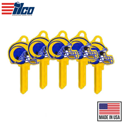 Ilco - NFL TeamKeys - Helmet Edition - Key Blank - Los Angeles Rams - KW1 (5 Pack)