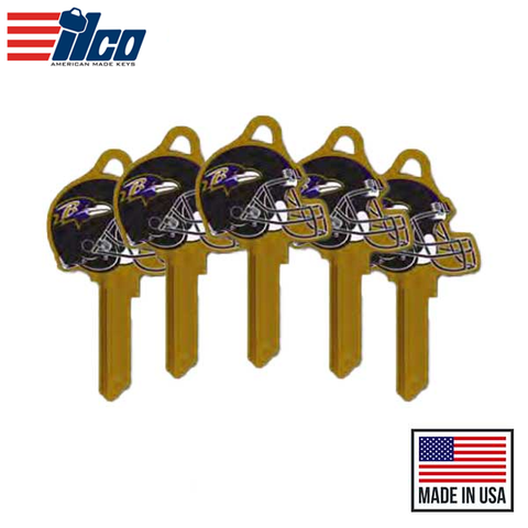 Ilco - NFL TeamKeys - Helmet Edition - Key Blank - Baltimore Ravens - SC1 (5 Pack)