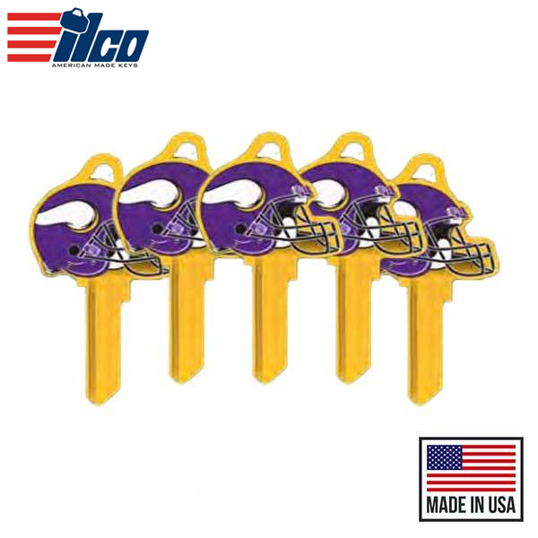 Ilco - NFL TeamKeys - Helmet Edition - Key Blank - Minnesota Vikings - SC1 (5 Pack)