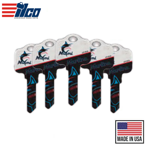 Ilco - MLB TeamKeys - Key Blank - Miami Marlins - SC1 (5 Pack)