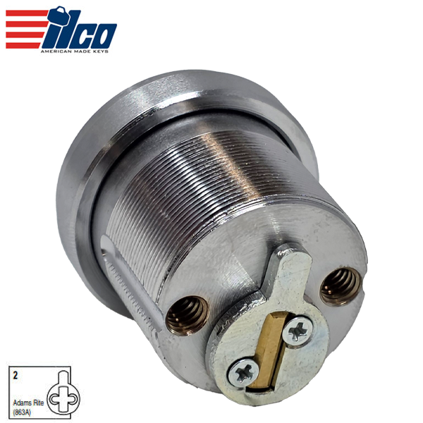 Ilco - R28106 - 1 1/4" - SFIC Small Format IC Core - Thin Head Mortise Cylinder - Adams Rite Cam  - Satin Chrome - 6-Pin