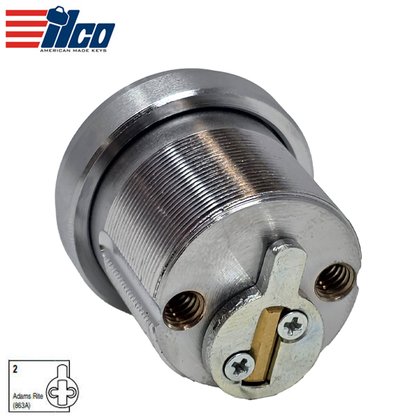 Ilco - R28106 - 1 1/4" - SFIC Small Format IC Core - Thin Head Mortise Cylinder - Adams Rite Cam  - Satin Chrome - 6-Pin