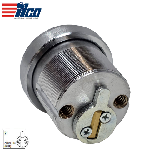 Ilco - R28106 - 1 1/4" - SFIC Small Format IC Core - Thin Head Mortise Cylinder - Adams Rite Cam  - Satin Chrome - 6-Pin