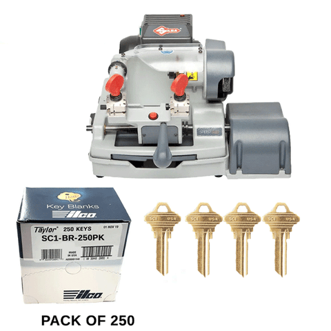 Ilco - Silca Speed 040 - Automatic / Manual Edge Cut Key Duplicator - 120V - 2 Free 250 Packs Of SC1 Keys Bundle