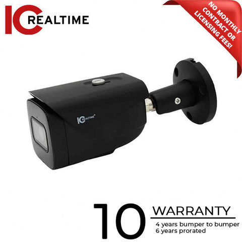 IC Realtime - IPEL-B80F-IRB2 / 8MP IP Indoor/Outdoor Small Size Bullet Camera / Fixed 2.8mm Lens (108°) / 98 Feet Smart IR / PoE Capable / Ai