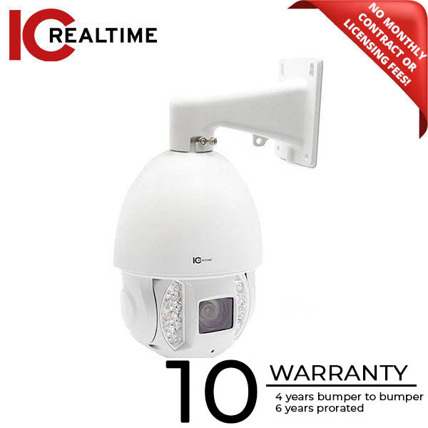 IC Realtime - IPEL-P5030X-IRW1 / 5MP IP Full Size PTZ / 30X Optical Zoom / 656 Feet Smart IR / Hi-PoE Capable / Ai On-Board Analytics