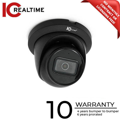 IC Realtime - IPMX-E40F-IRB2 / 4MP IP Indoor/Outdoor Small Size Vandal Eyeball Black Dome Camera / Fixed 2.8mm Lens (103°) / 164 Ft Smart IR / PoE Capable