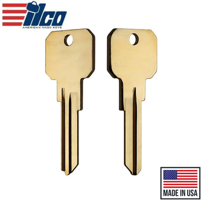 ILCO NB-KW1 Neuter Bow Key Blank - Brass Finish, designed for Kwikset KW1 keyways.
