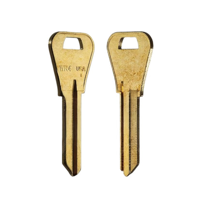 Close-up of ILCO NB-WR4 key blank showing neuter bow design and solid brass construction