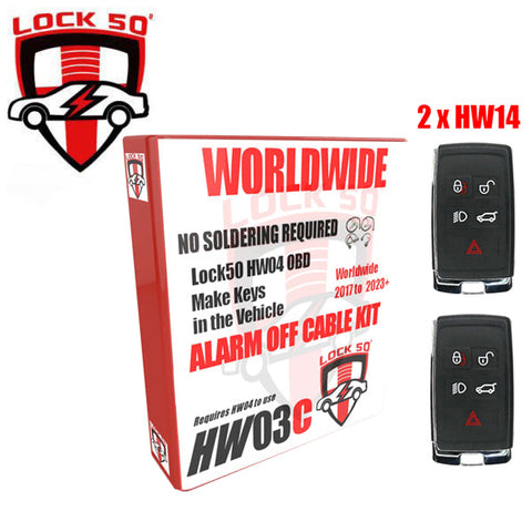 JLR Lock50 - HW03C Kit - Includes HW03C + 2 HW14 Keys - Key Duplicator + Alarm OFF All Keys Lost PEPS Locked RFA Keys Adapter Kit -  2017-2024+