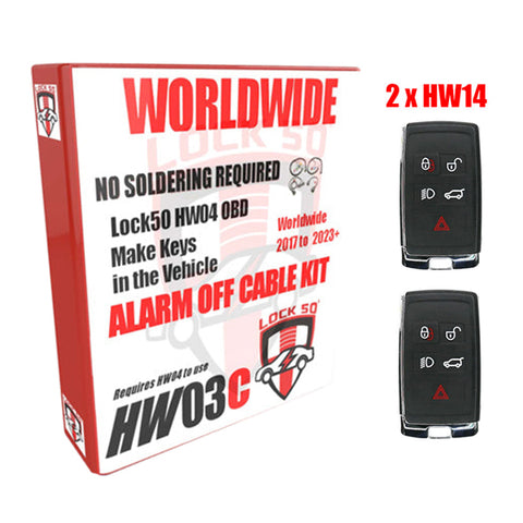 JLR Lock50 - HW03C Kit - Includes HW03C + 2 HW14 Keys - Key Duplicator + Alarm OFF All Keys Lost PEPS Locked RFA Keys Adapter Kit -  2017-2024+