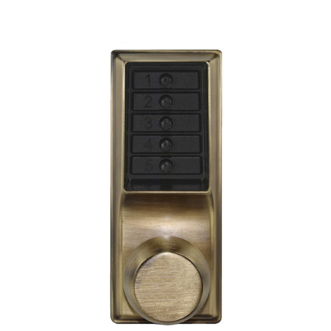 Simplex - 1011 - Mechanical Pushbutton Cylindrical Lever Set - 2¾" Backset - Antique Brass Finish - Field Reversible