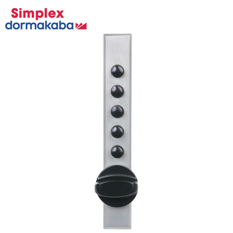Simplex 9600 - Mechanical Pushbutton Deadbolt Cabinet Lock - End Throw With Cross Throw Parts - Sheet Metal - Clutch Ball Bearing Knob - Satin Chrome