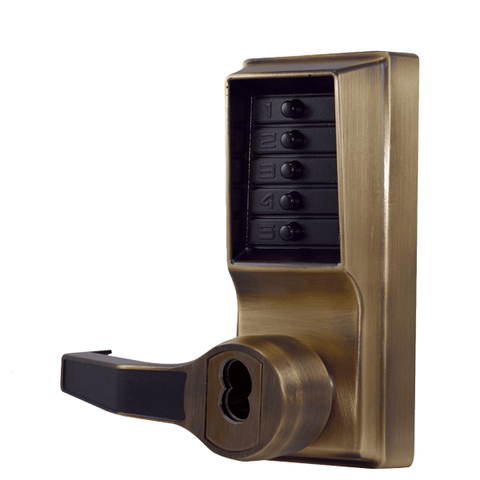 Simplex - LL1021R - Mechanical Pushbutton Cylindrical Lever Set - Less Core - LFIC Sargent - 2¾" Backset - Antique Brass - LH/LHR