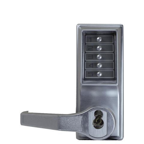 Simplex - LL1041B - Mechanical Push button Cylindrical Lever Lock - Entry/Passage - 2-3/4" Backset - Less Core - Satin Chrome LH/LHR