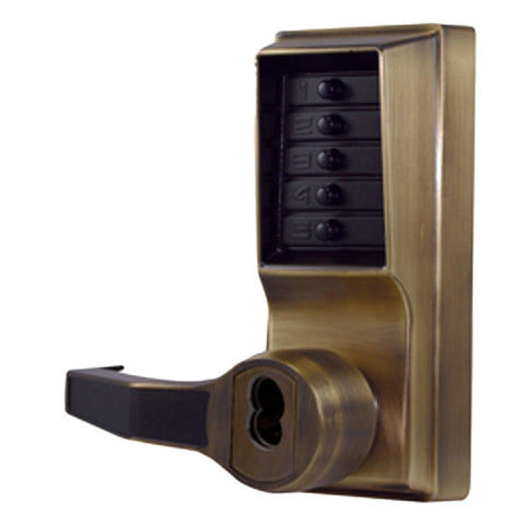 Simplex - LR1021B - Mechanical Pushbutton Cylindrical Lever Set - SFIC - 2¾" Backset - Antique Brass - RH/RHR