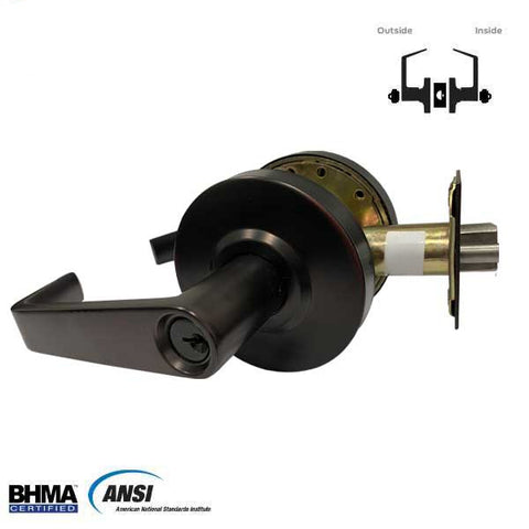 Commercial Lever Set Handle - Double Sided - 2-3/4” Standard Backset - Oil Rubbed Bronze- Asylum / Institutional - Grade 2