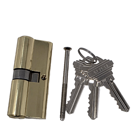 Profile Cylinder - Double Sided - US3 - Polished Brass - (SC4) (2-3/4" 70mm)