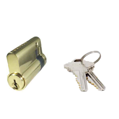 Profile Cylinder – Single Sided - US3 - Polished Brass - 2 Keys - 6 Pin (SC1) (1-3/4" 46mm)