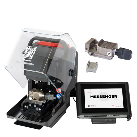 Keyline Messenger IQ key Cutting Machine With Console And Gymkana 994 M Clamp Kit - Battery And Charger NOT Included - Black Friday Bundle Promotion