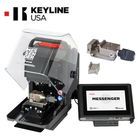 Keyline Messenger IQ key Cutting Machine With Console And Gymkana 994 M Clamp Kit - Battery And Charger NOT Included - Black Friday Bundle Promotion