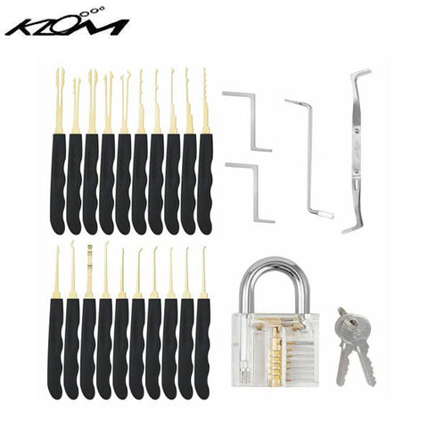 KLOM - Lock Picks Set - Transparent Practice Padlock Bundle - 24 Pieces