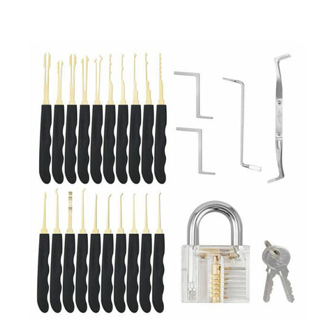 KLOM - Lock Picks Set - Transparent Practice Padlock Bundle - 24 Pieces