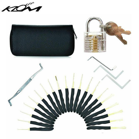 KLOM - Lock Picks Set - Transparent Practice Padlock Bundle - 24 Pieces