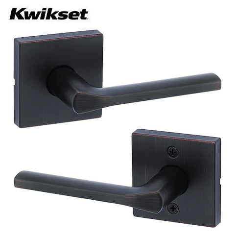 Kwikset - 720LSL - Lisbon Lever Set -  Square Rose - Venetian Bronze - Passage/Hall/Closet Function
