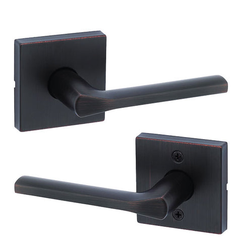 Kwikset - 720LSL - Lisbon Lever Set -  Square Rose - Venetian Bronze - Passage/Hall/Closet Function