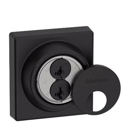 Kwikset - 816 - Key Control Contemporary Deadbolt - Single Cylinder - Square Rose - 514 - Matte Black - SmartKey Technology - Grade 2