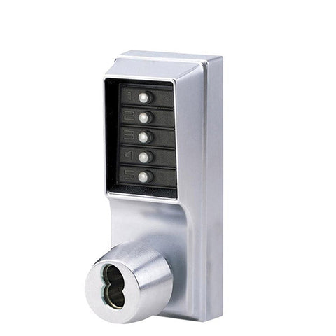 Simplex - 1041B - Mechanical Pushbutton Cylindrical Knob Lock - Combination Entry - SFIC Prep - 2¾" Backset - Satin Chrome - Grade 1 - UHS Hardware