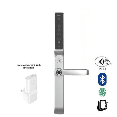 Lockly Pro GUARD - PGD238LESN - Defender Biometric Electronic Mortise Lever Set - Exit Trim Edition - RFID - Fingerprint Reader - Wi-Fi - Bluetooth - Satin Nickel