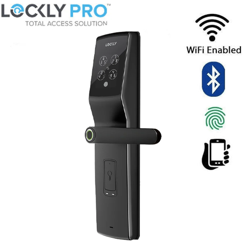 Lockly  - PGD829AFUSMB -  Secure Lux - Mortise Smart Lock - Fingerprint Reader - 2-1/8" Backset - RFID Card - Bluetooth App Controlled - Matte Black