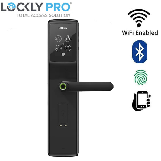 Lockly  - PGD829AFUSMB -  Secure Lux - Mortise Smart Lock - Fingerprint Reader - RFID Card - Bluetooth App Controlled - Matte Black