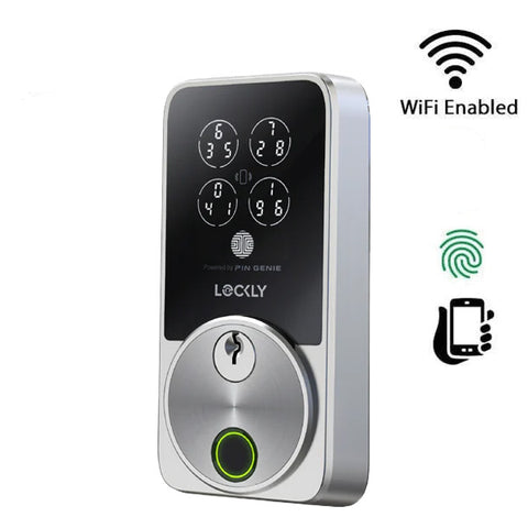 Lockly - PGK728WHKSN - Secure PRO Zeno Fingerprint Biometric Electronic Deadbolt - Keypad - Smartphone Control - Satin Nickel