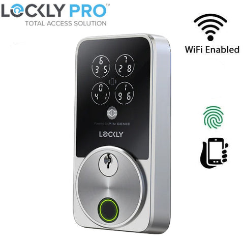 Lockly - PGK728WHKSN - Secure PRO Zeno Fingerprint Biometric Electronic Deadbolt - Keypad - Smartphone Control - Satin Nickel