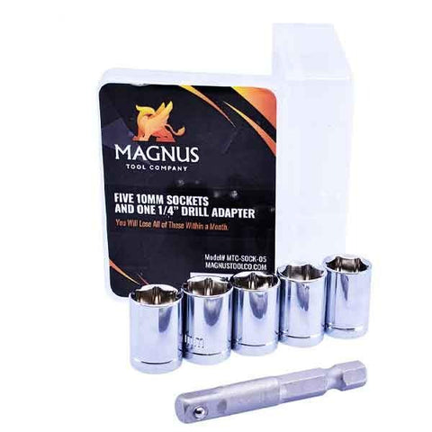 Magnus - 5 x 10mm Sockets & 1/4” Drill Adapter Set
