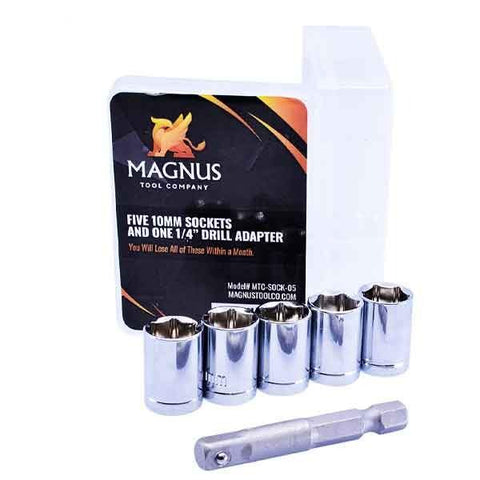 Magnus - 5 x 10mm Sockets & 1/4” Drill Adapter Set