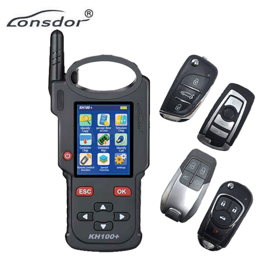 Lonsdor - KH100+ - Hand Held Remote Key Programmer w/ 4 Included Universal Remotes - Generate Remotes - Copy Chips - Toyota H Chip