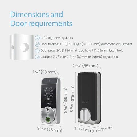 Lockly - PGK728WRHKMB - Visage - Secure PRO - Zeno Fingerprint - Deadbolt - Wi-Fi - Home Key - Fingerprint - Keypad - Matt Black