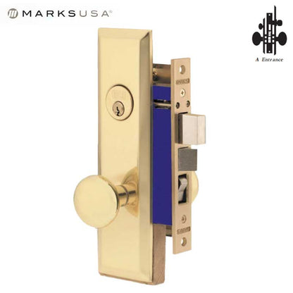 Marks USA -114A/3 - Metro Mortise Knob Lock - US3 - 7-5/8" x 1-1/16"- Entrance - Large - RH