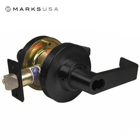Marks USA - 195RS - Commercial Lever Set - 2 3/4" Backset - Flat Black - SFIC - Classroom- Grade 1